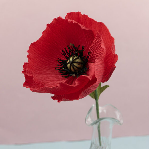 Coquelicot en papier crépon, vendu à la tige.