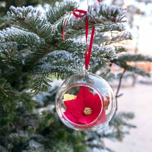 Boule de Noel - Poinsettia rouge