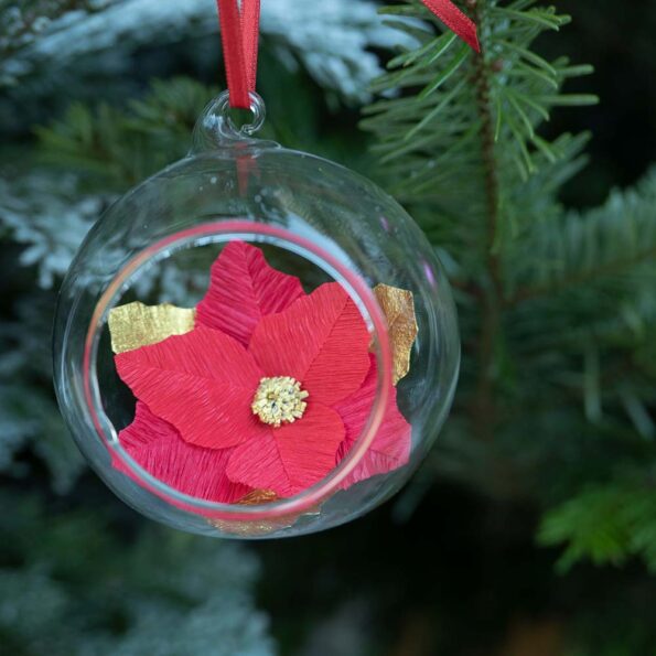 Boule de Noel - Poinsettia rouge