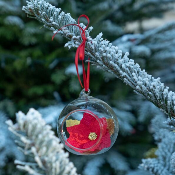 Boule de Noel - Poinsettia rouge