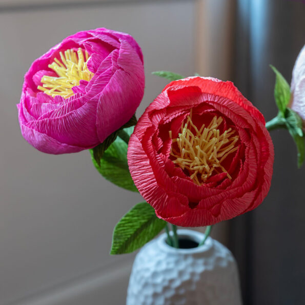 Atelier pivoine en papier crépon.